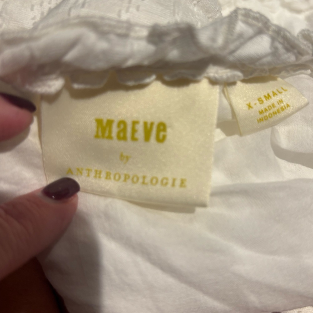 ANTHROPOLOGIE MAEVE Angela Ruffle Peasant Blouse White XS - Picture 5 of 5
